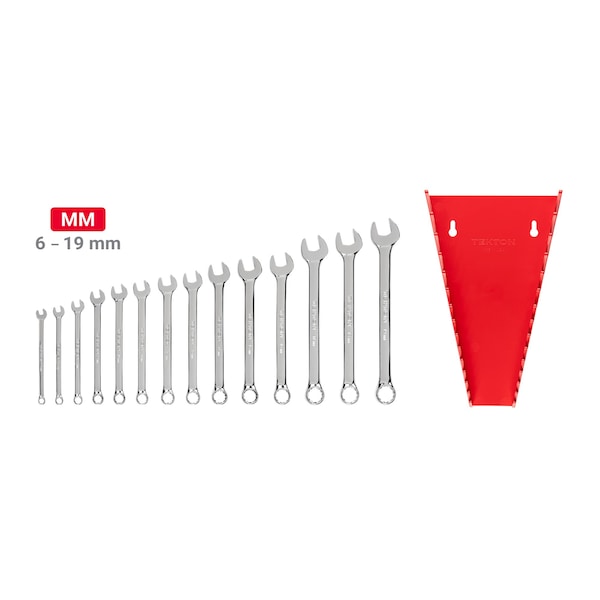Combination Wrench Set With Rack, 14-Piece (6-19 Mm)